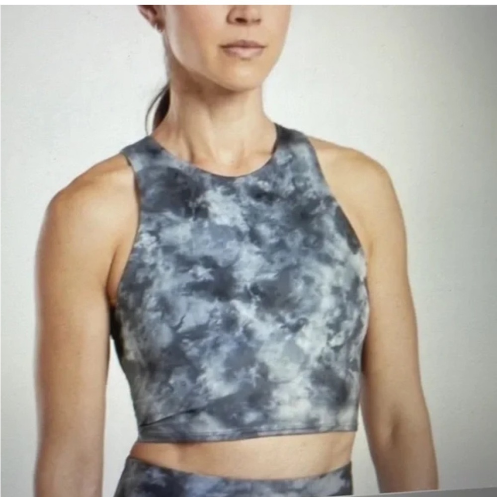 ATHLETA Conscious Crop Tank Top Gray Tie Dye Size Small